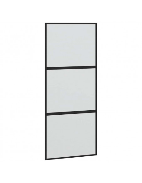 Porta Scorrevole Set Ferramenta Nera 90x205 cm Vetro Temperato