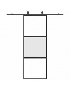 Porta Scorrevole Set Ferramenta Nera 76x205 cm Vetro Temperato 2