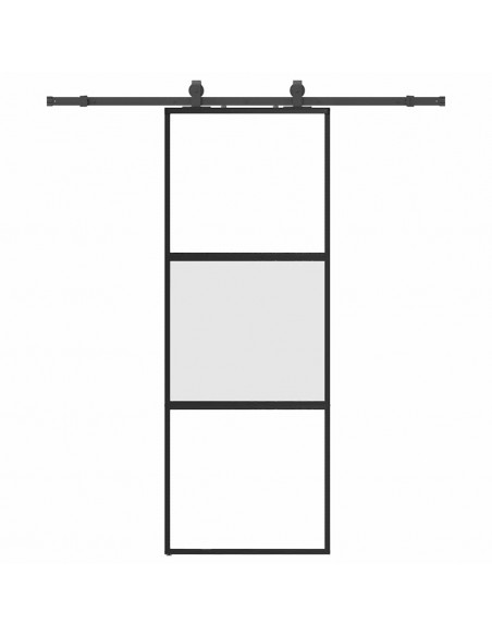 Porta Scorrevole Set Ferramenta Nera 76x205 cm Vetro Temperato