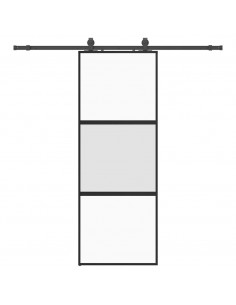 Porta Scorrevole Set Ferramenta Nera 76x205 cm Vetro Temperato 2