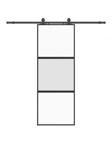 Porta Scorrevole Set Ferramenta Nera 76x205 cm Vetro Temperato