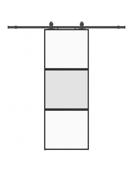 Porta Scorrevole Set Ferramenta Nera 76x205 cm Vetro Temperato