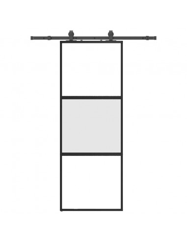 Porta Scorrevole Set Ferramenta Nera 76x205 cm Vetro Temperato