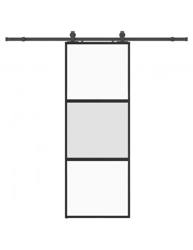 Porta Scorrevole Set Ferramenta Nera 76x205 cm Vetro Temperato