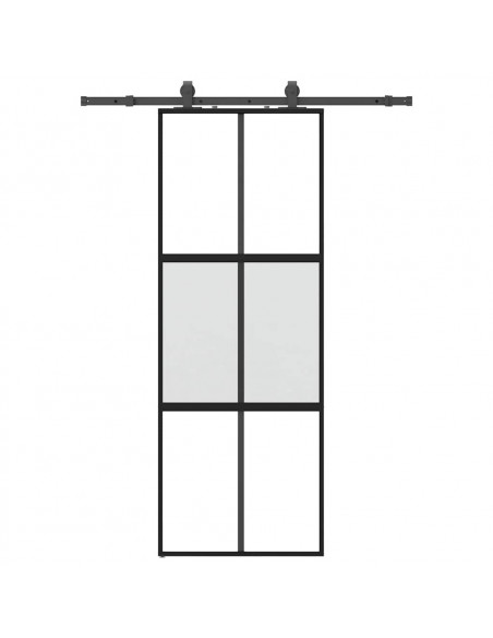 Porta Scorrevole Set Ferramenta Nera 76x205 cm Vetro Temperato