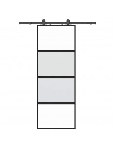 Porta Scorrevole Set Ferramenta Nera 76x205 cm Vetro Temperato 2