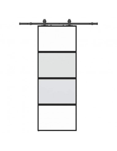 Porta Scorrevole Set Ferramenta Nera 76x205 cm Vetro Temperato