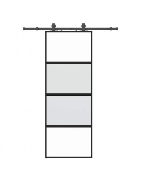 Porta Scorrevole Set Ferramenta Nera 76x205 cm Vetro Temperato