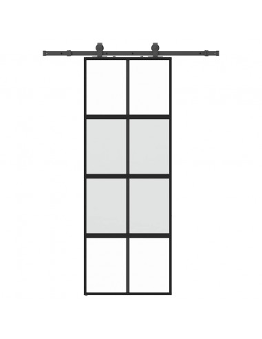 Porta Scorrevole Set Ferramenta Nera 76x205 cm Vetro Temperato