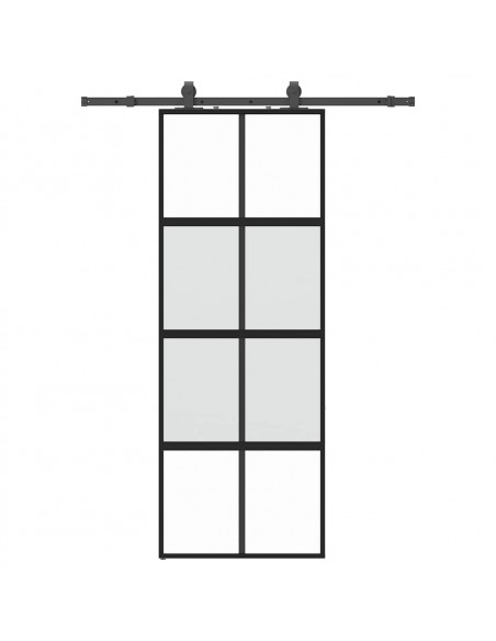 Porta Scorrevole Set Ferramenta Nera 76x205 cm Vetro Temperato