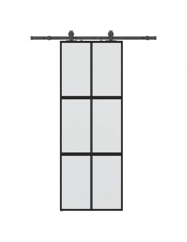 Porta Scorrevole Set Ferramenta Nera 76x205 cm Vetro Temperato