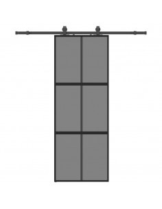 Porta Scorrevole Set Ferramenta Nera 76x205 cm Vetro Temperato 2