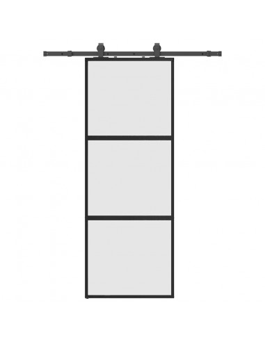Porta Scorrevole Set Ferramenta Nera 76x205 cm Vetro Temperato