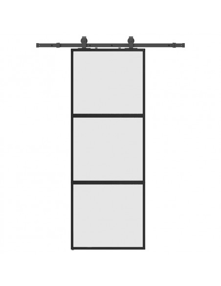 Porta Scorrevole Set Ferramenta Nera 76x205 cm Vetro Temperato