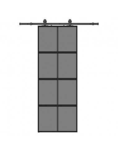 Porta Scorrevole Set Ferramenta Nera 76x205 cm Vetro Temperato