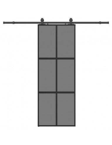 Porta Scorrevole Set Ferramenta Nera 76x205 cm Vetro Temperato