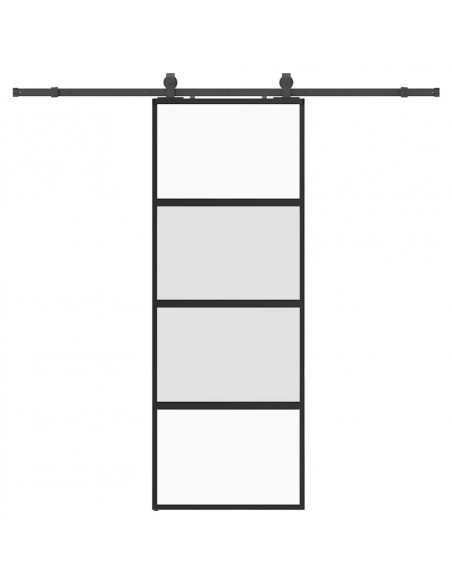 Porta Scorrevole Set Ferramenta Nera 76x205 cm Vetro Temperato
