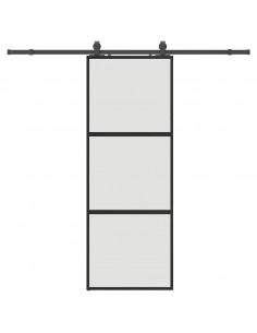 Porta Scorrevole Set Ferramenta Nera 76x205 cm Vetro Temperato 2