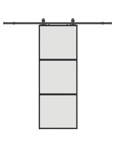 Porta Scorrevole Set Ferramenta Nera 76x205 cm Vetro Temperato