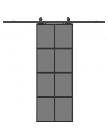Porta Scorrevole Set Ferramenta Nera 76x205 cm Vetro Temperato