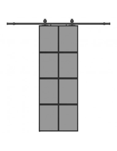 Porta Scorrevole Set Ferramenta Nera 76x205 cm Vetro Temperato