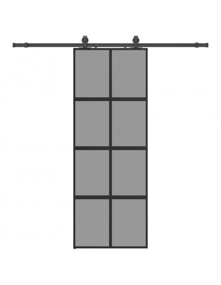 Porta Scorrevole Set Ferramenta Nera 76x205 cm Vetro Temperato