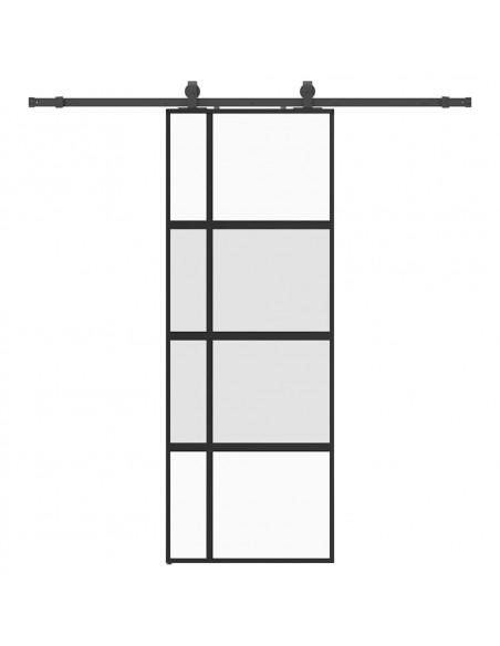 Porta Scorrevole Set Ferramenta Nera 76x205 cm Vetro Temperato