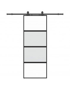 Porta Scorrevole Set Ferramenta Nera 76x205 cm Vetro Temperato 2