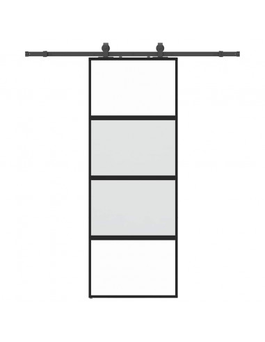 Porta Scorrevole Set Ferramenta Nera 76x205 cm Vetro Temperato