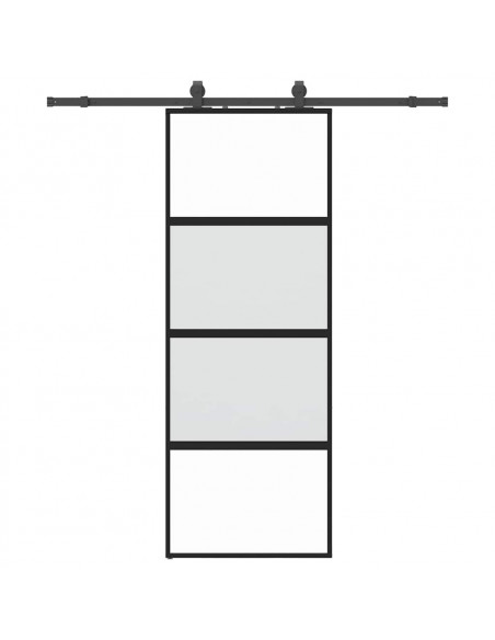 Porta Scorrevole Set Ferramenta Nera 76x205 cm Vetro Temperato