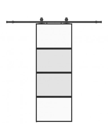 Porta Scorrevole Set Ferramenta Nera 76x205 cm Vetro Temperato