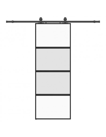 Porta Scorrevole Set Ferramenta Nera 76x205 cm Vetro Temperato
