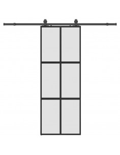 Porta Scorrevole Set Ferramenta Nera 76x205 cm Vetro Temperato 2