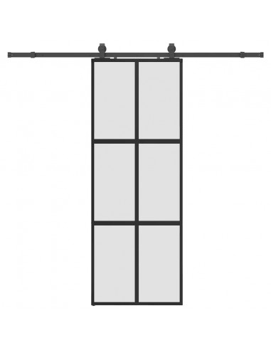 Porta Scorrevole Set Ferramenta Nera 76x205 cm Vetro Temperato