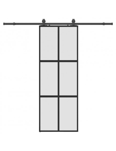 Porta Scorrevole Set Ferramenta Nera 76x205 cm Vetro Temperato