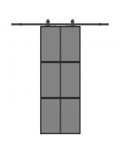 Porta Scorrevole Set Ferramenta Nera 76x205 cm Vetro Temperato