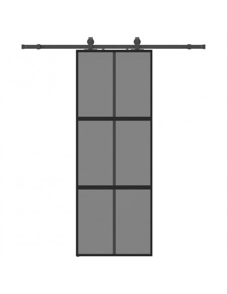 Porta Scorrevole Set Ferramenta Nera 76x205 cm Vetro Temperato