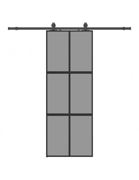Porta Scorrevole Set Ferramenta Nera 76x205 cm Vetro Temperato