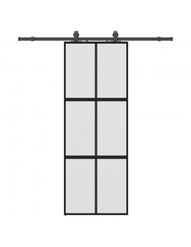 Porta Scorrevole Set Ferramenta Nera 76x205 cm Vetro Temperato
