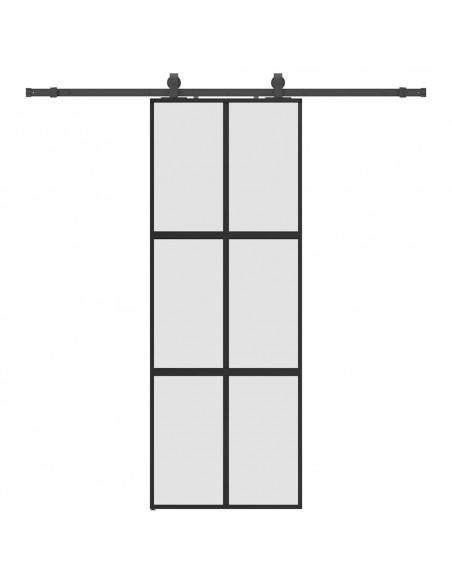 Porta Scorrevole Set Ferramenta Nera 76x205 cm Vetro Temperato