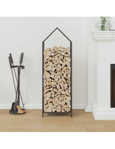 Rastrelliera per Legna da Ardere Nera 40x25x120 cm