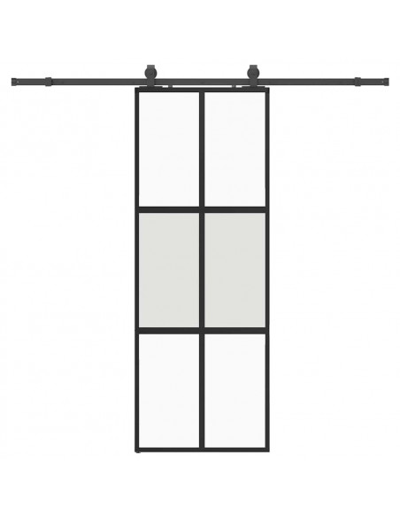 Porta Scorrevole Set Ferramenta Nera 76x205 cm Vetro Temperato