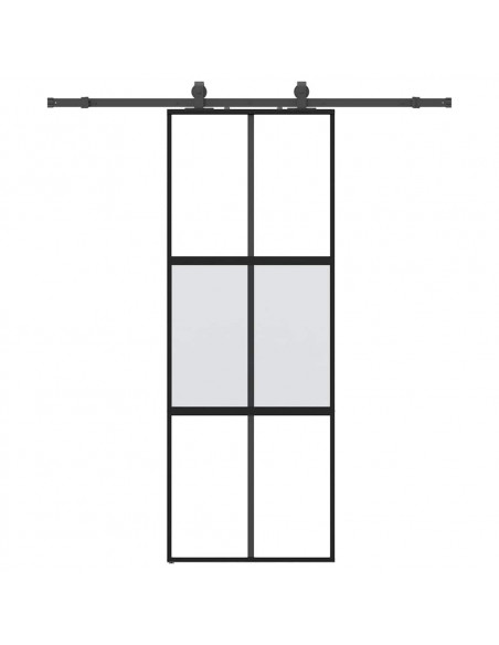 Porta Scorrevole Set Ferramenta Nera 76x205 cm Vetro Temperato