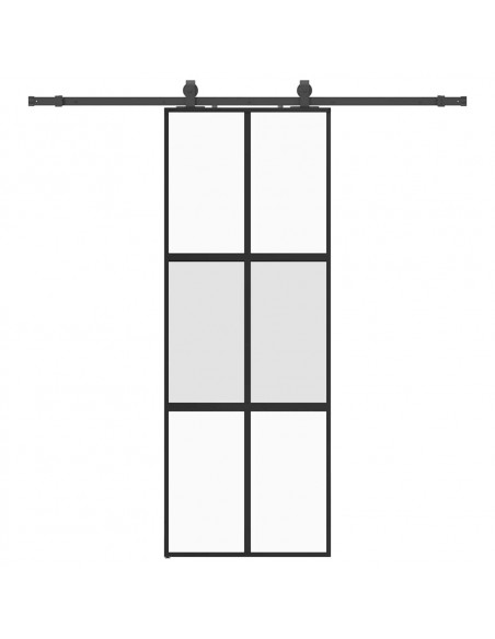 Porta Scorrevole Set Ferramenta Nera 76x205 cm Vetro Temperato