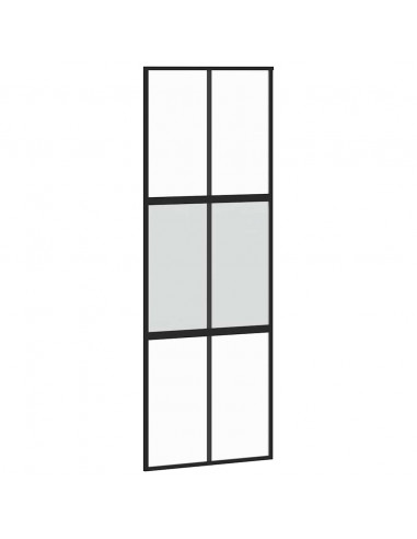 Porta Scorrevole Set Ferramenta Nera 76x205 cm Vetro Temperato