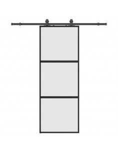 Porta Scorrevole Set Ferramenta Nera 76x205 cm Vetro Temperato 2