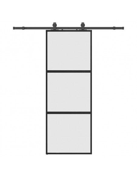 Porta Scorrevole Set Ferramenta Nera 76x205 cm Vetro Temperato