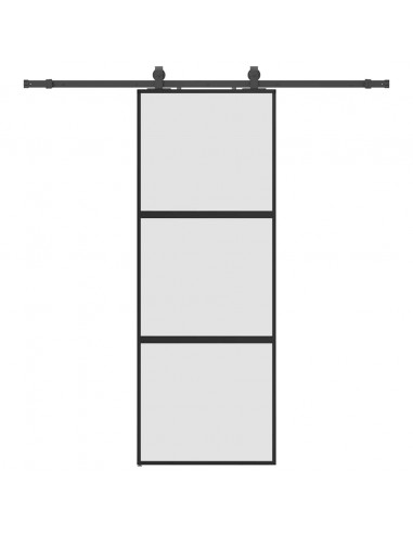 Porta Scorrevole Set Ferramenta Nera 76x205 cm Vetro Temperato