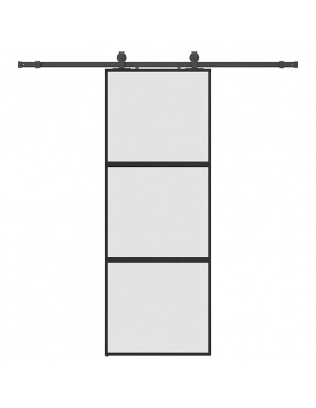 Porta Scorrevole Set Ferramenta Nera 76x205 cm Vetro Temperato