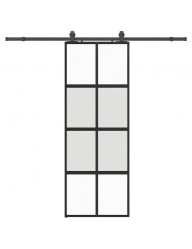 Porta Scorrevole Set Ferramenta Nera 76x205 cm Vetro Temperato